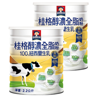 QUAKER 桂格 嚴選醇濃全脂奶粉, 2.2kg, 2罐