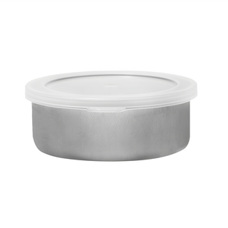 echo 日本圓型PP蓋不銹鋼保鮮盒 淺型 10cm 冰箱收納, 1個