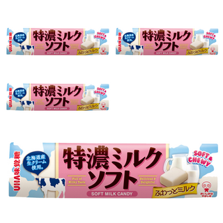 UHA 味覺糖 特濃牛奶味軟糖 北海道牛奶製成 口感Q彈柔軟 獨立包裝方便攜帶, 50g, 4條
