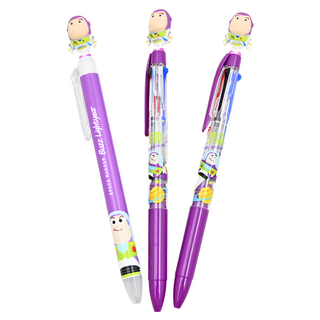 hM PLUS 迪士尼 Toy Story 造型原子筆套組 Mascot Pen 三色圓珠筆3入, 巴斯光年款 紫色, 1組