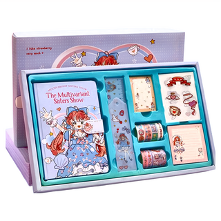 Mass 生活好物 舒壓文具親子玩具 筆記本 手賬豪華套裝186件組, A海洋女孩, 1組