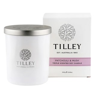 TILLEY 特莉 微醺大豆香氛蠟燭, 調香師精心調製, 品質卓越, 舒緩身心, 持久香氛, 廣藿與麝香, 240g, 1件