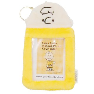 S/N 絨布相框鎖圈 Fuwa Fuwa Instant Photo KeyHolder, 查理布朗 黃色 + 膚色, 1個