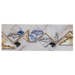 24mama 掛畫 單聯式 無框畫, 80 x 30cm, 幾何大理石(灰色)