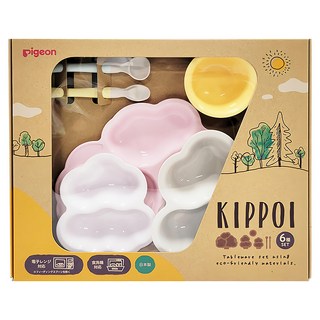 pigeon 貝親 寶寶用餐具組, 碗*1+湯匙*2+小盤*1+中盤*1+大盤*1, 1盒, 草莓粉+嬰兒白