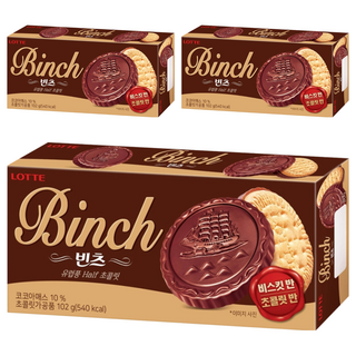 LOTTE 樂天 Binch 巧克力餅乾 102g, 3盒