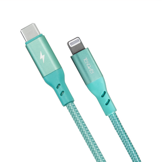 騰緯 MFI認證 Type-C-Lightning PD快充魚絲線, 傳輸速度高達10Gbps, 適用於所有APPLE產品, 1.2m, 綠色, 1條