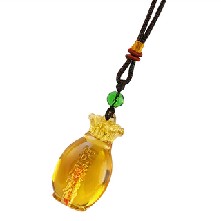 黃琉璃楞嚴咒吊飾 護身符 保平安, 黃色, 1個