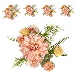 快豹 Ingrid北歐風大麗仿真花束 塑膠布料, 香檳金, 6支