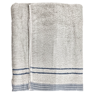 來福牌 米蘭方格緞條浴巾 66x132cm 100%棉 台灣製, 灰色, 1條
