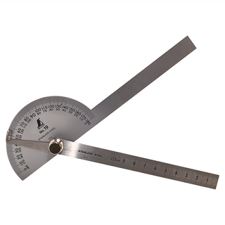 日本 SHINWA 鶴龜 雙刃半圓角度尺 No.19 不鏽鋼, 1個