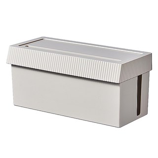 日式復古格調大容量電線收納盒 灰白色 桌面不再雜亂 安全防護, 1個