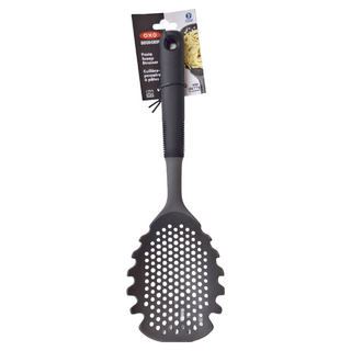 OXO 好好握瀝水撈勺 大容量可撈取義大利麵、蔬菜和水煮蛋, 黑色 + 灰色, 1支