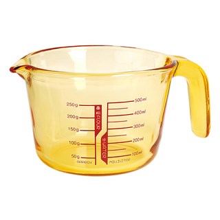 澄亮 多用玻璃量杯 500ml 耐熱玻璃 適用於微波爐, 黃色, 1個