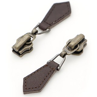 HAPPY BEARS 服裝皮革拉鍊頭 5號, 古金色+棕色, 4件