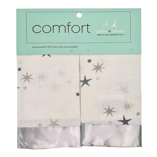 aden anais 嬰兒安撫巾 Set 2條, 100%棉, 適用年齡0-24個月, 灰星芒, 1組