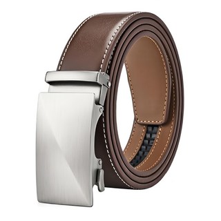 LIKEHOUSE 真皮牛皮帶 男士合金自動扣皮帶 LL164 時尚休閒商務皮帶, 菱形款(110~130 x 3.5cm), 1條