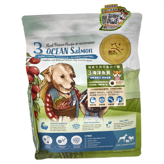 REAL POWER 瑞威 幼犬 3號 海洋魚貝 乾糧, 功能型配方-舒敏保護, 85%鮮肉比例, 2kg, 1袋