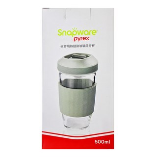 Corelle Brands 康寧餐具 Snapware 矽膠隔熱耐熱玻璃隨行杯, 綠色, 500ml, 1個