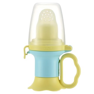 Richell 利其爾 食物咬咬樂輔助器 Set, 適合六個月以上幼童使用, 特殊設計小手好抓握, 可裝入泥狀食物便於寶寶吸食, 藍色, 1組