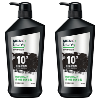MEN's Biore 10倍炭男性專用去味體香沐浴乳 竹炭控油深層清潔 長時間清爽 麝香植萃沉穩木質香 專為油性肌膚設計, 750g, 2瓶