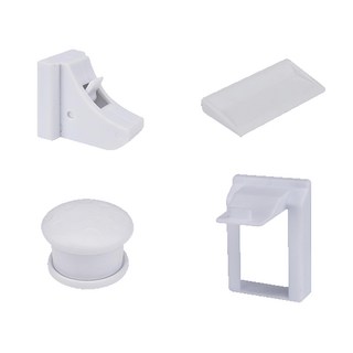 儀家生活館 隱形防護 磁性兒童安全鎖/抽屜磁力鎖 4+1套組 ABS材質 附螺絲款, 白色, 1組