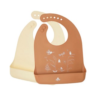 By Lille Vilde 矽膠圍兜2件組 100%食品級矽膠 柔軟絲滑觸感