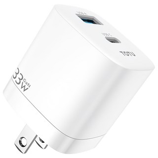 TOTU 拓途 33W 雙孔 PD Type-C iPhone GaN 氮化鎵快充頭 蘋果/安卓設備通用, 白色, 1個