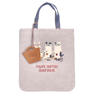 kUSUgURU JAPAN 日本眼鏡貓 NEKOMARUKE貓丸系列 手提包 附皮質造型掛飾 協力車造型, 灰色