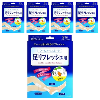 SANKO Okudake Kyuchaku 清涼舒緩足貼 Set 21枚, Cool Ice Sheet for Foot Refresh, 5盒
