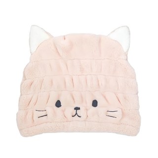 CB JAPAN carari 動物造型超細纖維浴帽, 吸水超快速, 大人小孩皆可用, 材質柔軟觸感舒適, 小貓粉, 1個