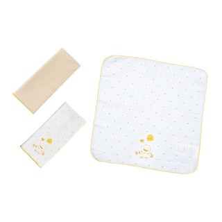 PiYOPiYO 黃色小鴨 紗布手帕 Set, 柔軟透氣, 越洗越柔軟, 呵護寶寶肌膚, 30 x 30cm, 黃色, 1組