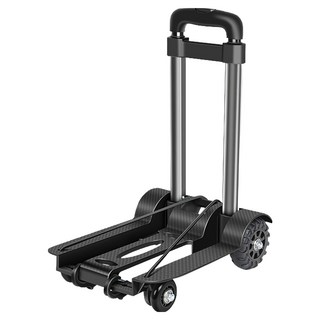 摺疊手推車 X-18D, 加固拉桿, 加粗鋁合金管, 一體成型底盤, 黑色, 1個