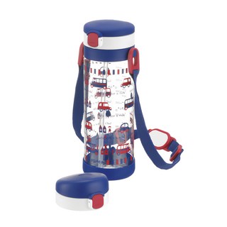 Richell 利其爾 LC 兩用冷水壺組, 附揹帶 可愛花色 鮮豔繽紛 吸管+直飲雙蓋, 貝克街, 450ml, 1個