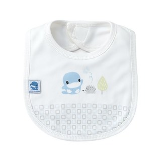 酷咕鴨 竹纖有機棉格紋圍兜，吸濕透氣，柔軟舒適，3-24個月適用, 塵霧藍林, 1件, 1入