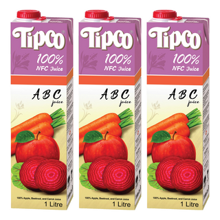 Tipco 100%ABC綜合果蔬汁, 3瓶, 1L, 健康美味無負擔, 補充每日所需蔬果營養