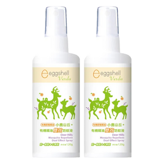 小鹿山丘 雙效防蚊液 日本天然植物精華 有效驅趕一般蚊和小黑蚊 英國有機認證植物精油 成分天然 孩童適用, 120g, 2瓶