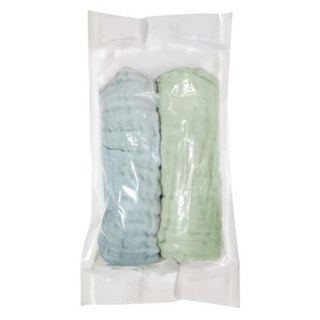 Roaze 柔仕 紗布方巾 2入 100%天然棉紗 柔軟親膚, 30 × 30cm, 藍/綠