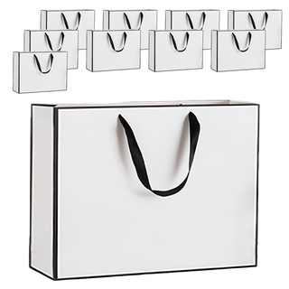 白色黑邊紙袋, 30 x 10 x 25cm, 橫款3號, 778g, 10個1包, 1包