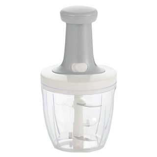 YOSHIKAWA 吉川 推壓式食物處理器 1L，輕鬆按壓，快速處理食材，透明容器設計, 5005175, 白,透明色