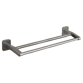 毛巾架貼片 雙桿, 太空鋁+ABS材質, 槍灰毛巾架, 免釘貼, 60cm, 灰色, 1個