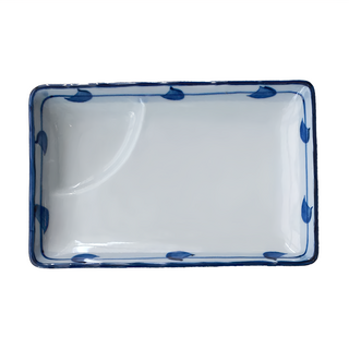 Minoya 美濃燒 藍繪點紋附格皿L 日本製陶瓷, 白色 + 藍色, 1個