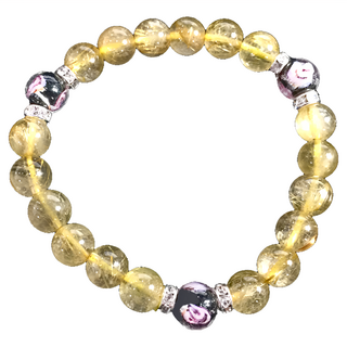 鈦晶晶鑽圓珠, 黃色, 18cm