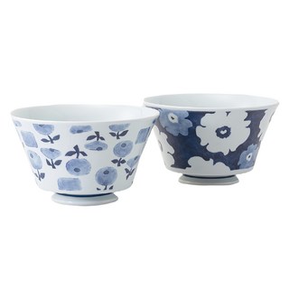 Saikai 西海陶器 波佐見燒 丼飯碗2件組, 1組, 藍花紋, 碗 2個