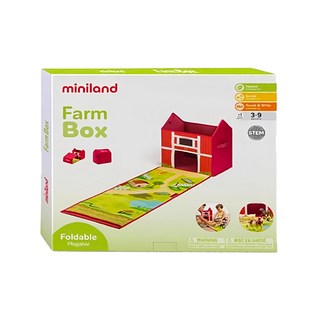 Miniland 農場角色扮演組 可愛場景農場主題遊戲墊 側邊把手設計方便移動 可變成收納箱, 1組