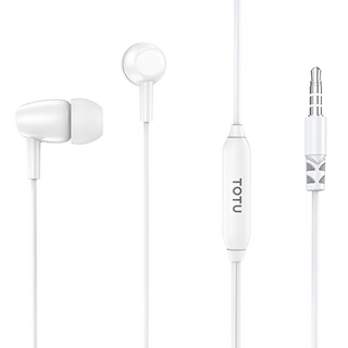 TOTU 拓途 3.5mm耳機 線控通話聽歌高清麥克風 EP-2系列 10mm喇叭 1.2M, 白色