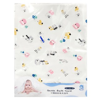 KU.KU Duckbill 酷咕鴨 小繽紛紗布大浴巾 柔軟舒適 100%純棉 尺寸72cm x 91cm, 粉色, 1條