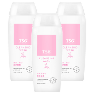 TS6 潔淨凝露，女性私密護理，益生菌萃取，大馬士革玫瑰香氛，pH弱酸性，嫩滑飽滿, 300g, 3瓶