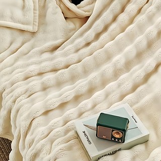 泡泡兔毛絨保暖空調毛毯 米白色