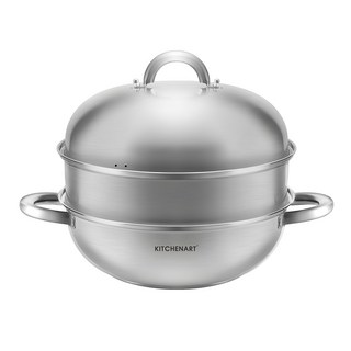 Kitchen Art IH不鏽鋼雙層圓頂炒鍋蒸鍋, 1個, 28cm